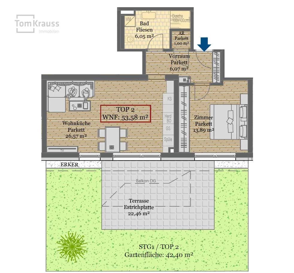 2-Zimmer-Wohnung kaufen in Wien – 53,58 m², € 395.700 – Bild 8 von 20