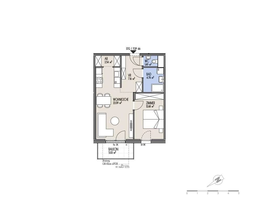 2-Zimmer-Wohnung kaufen in Wien – 50,74 m², € 289.000 – Bild 2 von 13