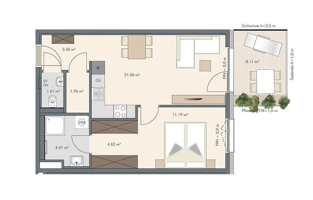 2-Zimmer-Wohnung kaufen in Wien – 48,33 m², € 352.425 – Bild 12 von 12