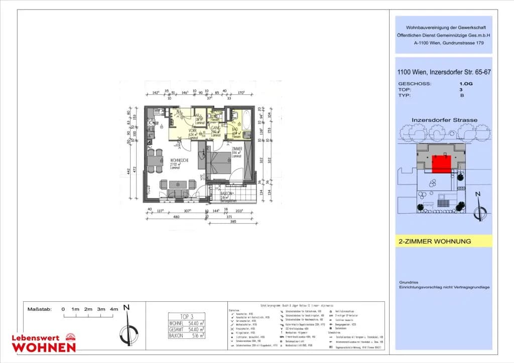 2-Zimmer-Wohnung mieten in Wien – 54,4 m², € 992 – Bild 15 von 15