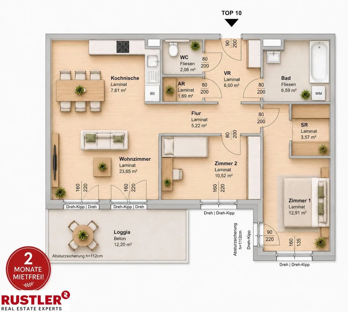 3-Zimmer-Wohnung mieten in Graz – 91,94 m², € 992 – Bild 1 von 2