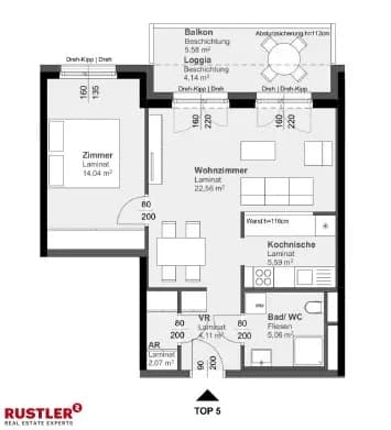 2-Zimmer-Wohnung mieten in Graz – 57,57 m², € 682 – Bild 8 von 9