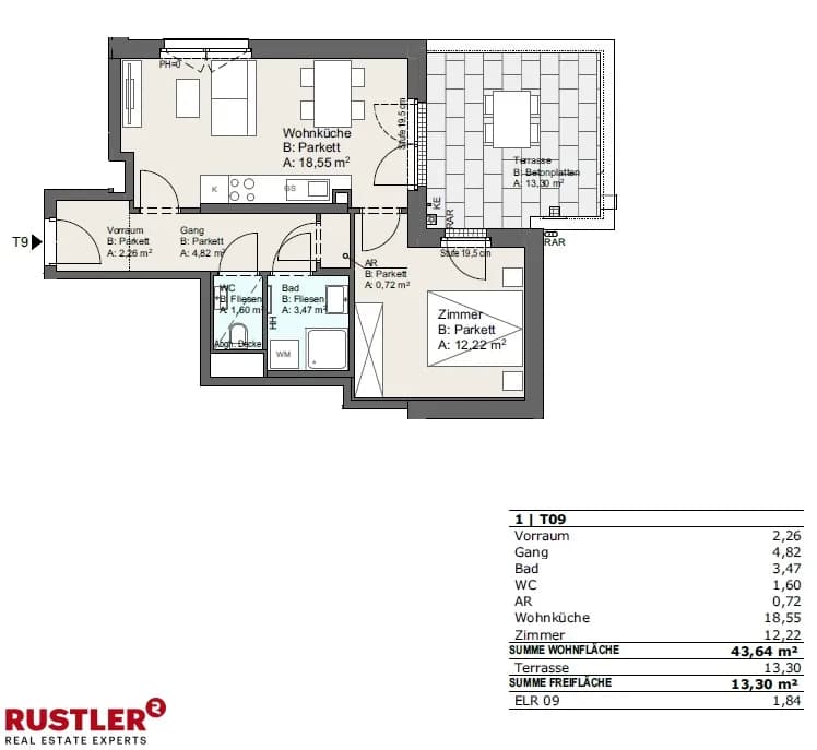 2-Zimmer-Wohnung kaufen in Wien – 43,64 m², € 284.200 – Bild 6 von 17
