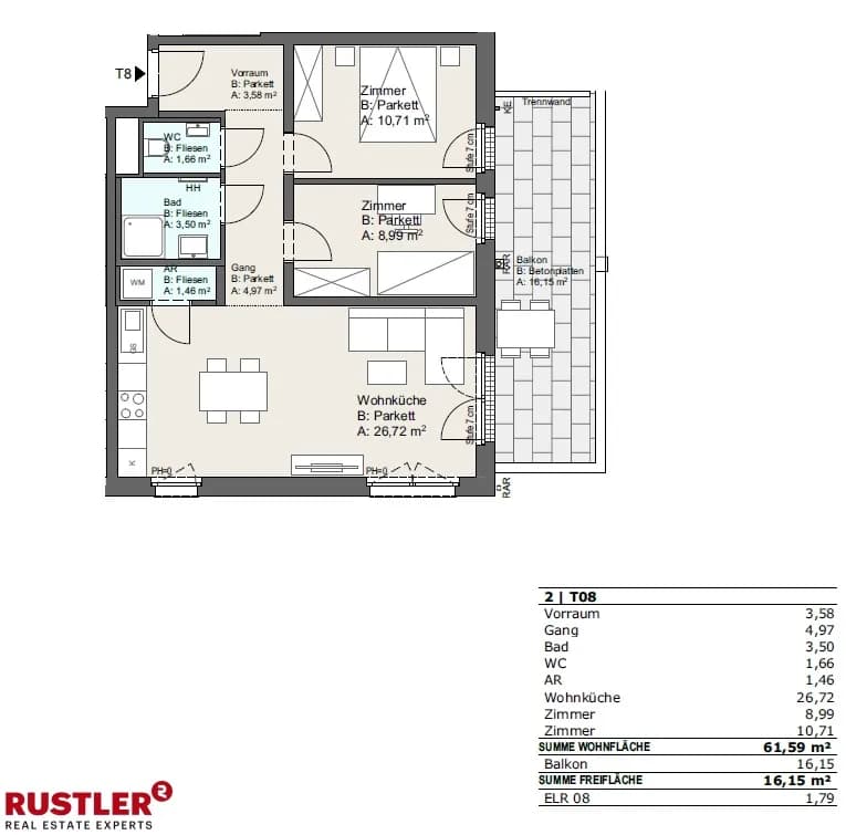 3-Zimmer-Wohnung kaufen in Wien – 61,83 m², € 416.500 – Bild 12 von 12