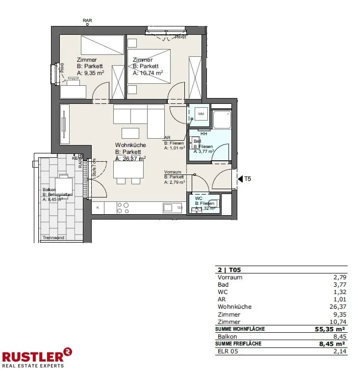 3-Zimmer-Wohnung kaufen in Wien – 55,35 m², € 357.700 – Bild 7 von 18