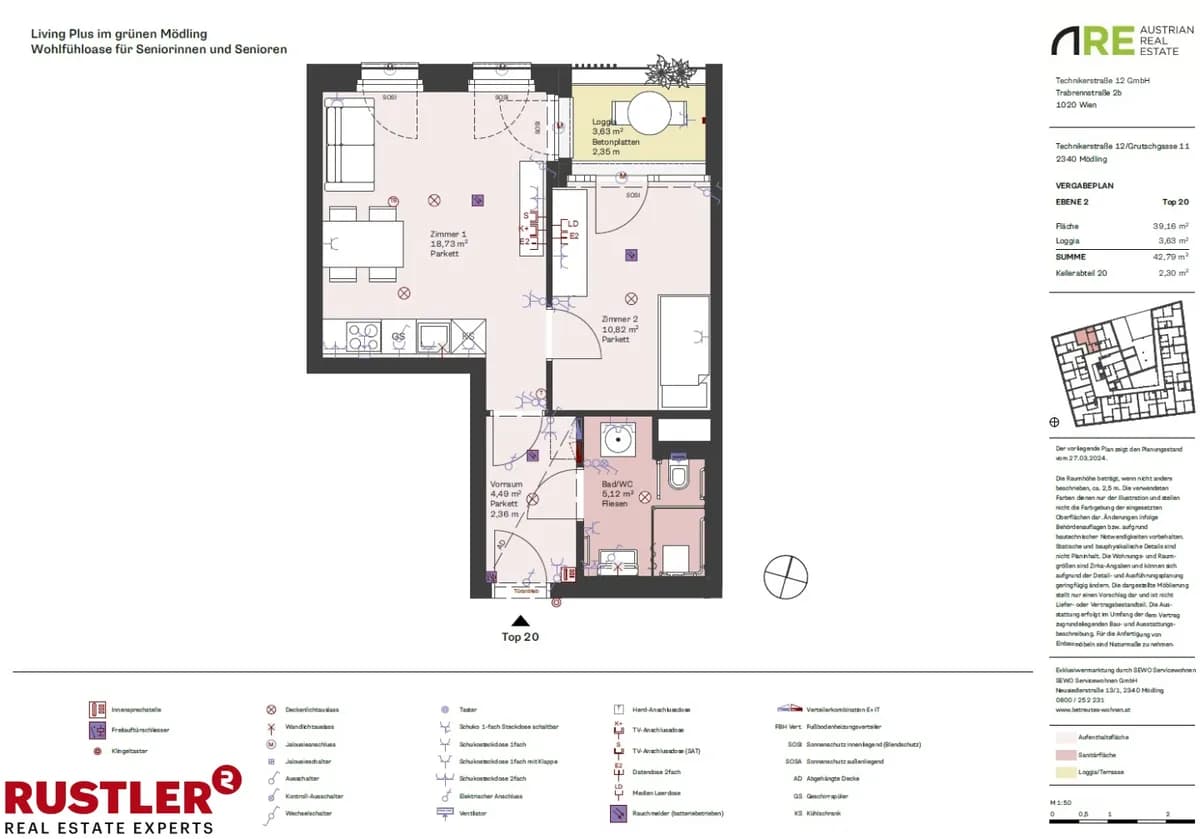 2-Zimmer-Wohnung mieten in Mödling – 42,79 m², € 1.000 – Bild 6 von 11