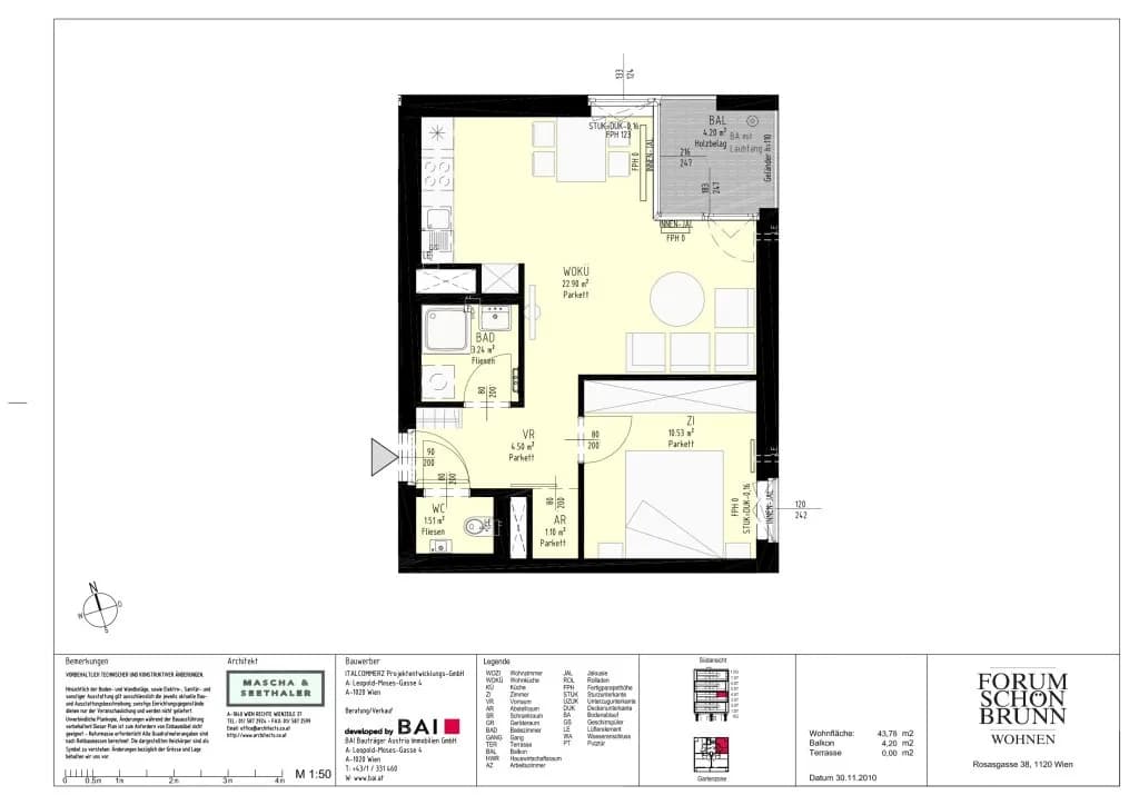 2-Zimmer-Wohnung mieten in Wien – 43,78 m², € 1.201 – Bild 10 von 10