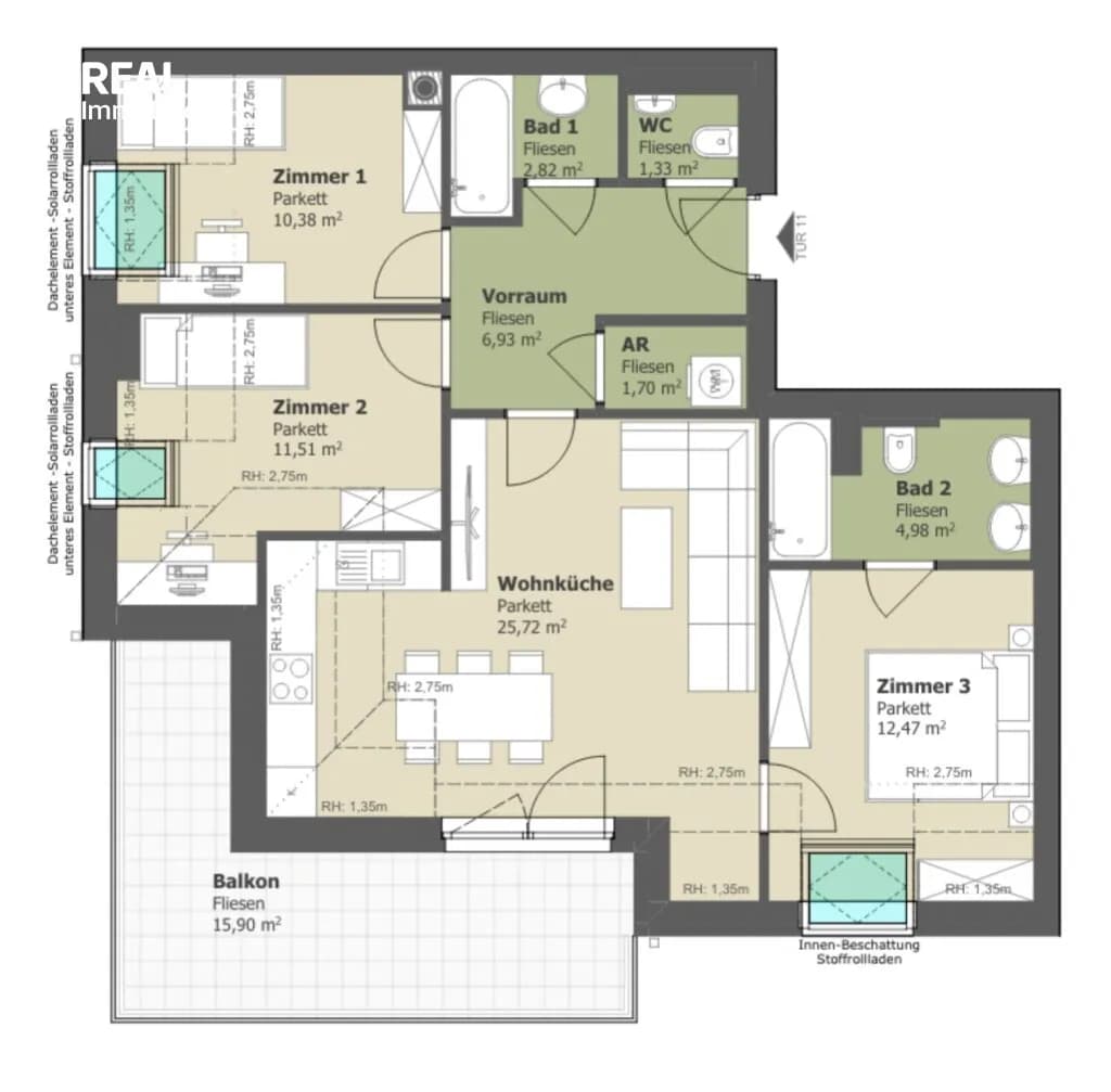 4-Zimmer-Wohnung kaufen in Tulln – 77,84 m², € 375.000 – Bild 21 von 22