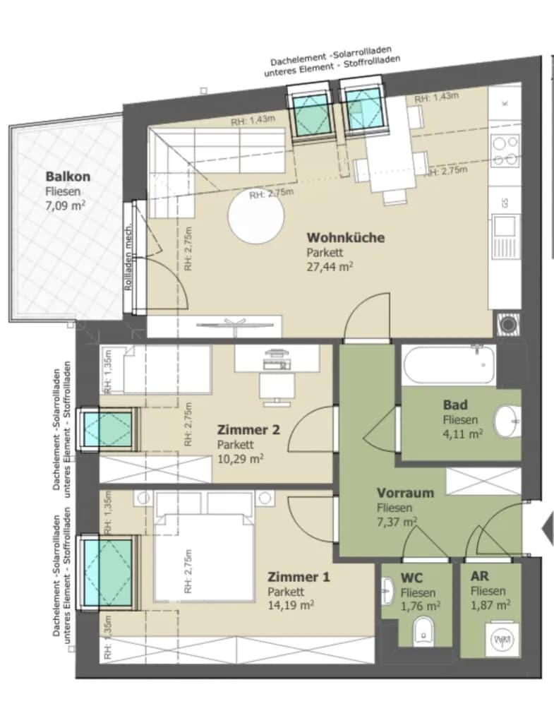 3-Zimmer-Wohnung kaufen in Tulln – 67,03 m², € 320.000 – Bild 16 von 17