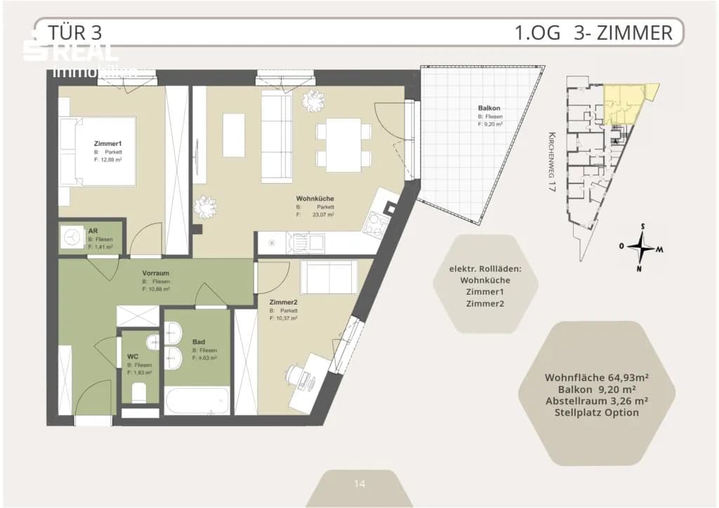 3-Zimmer-Wohnung kaufen in Tulln – 65 m², € 308.000 – Bild 13 von 14