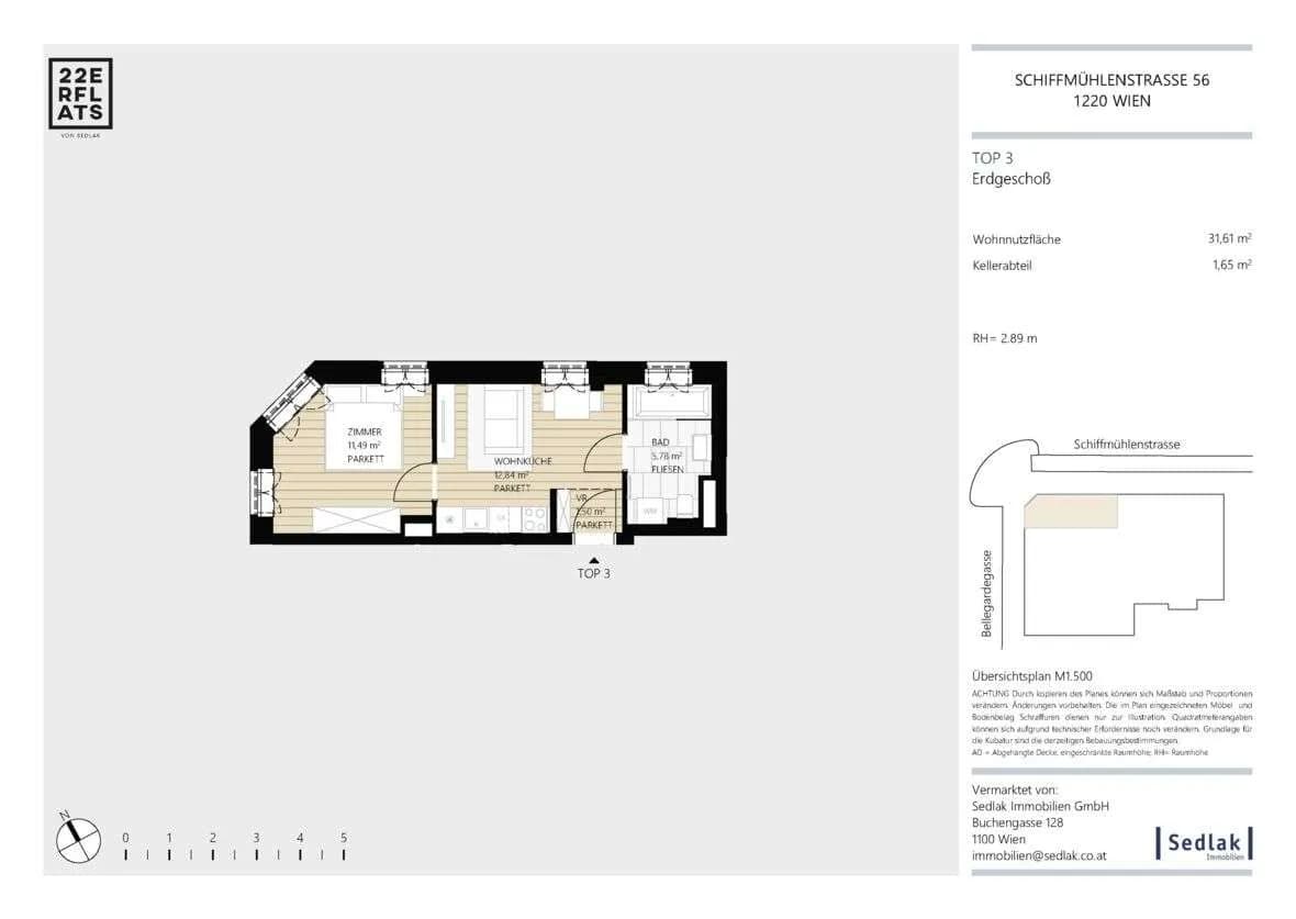 2-Zimmer-Wohnung kaufen in Wien – 31,61 m², € 229.000 – Bild 3 von 7