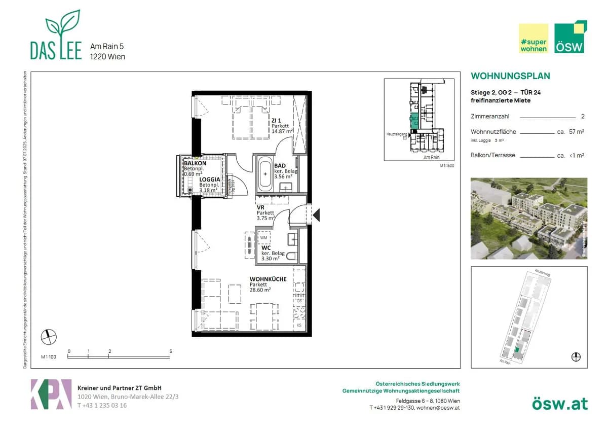 2-Zimmer-Wohnung mieten in Wien – 57,28 m², € 978 – Bild 8 von 9