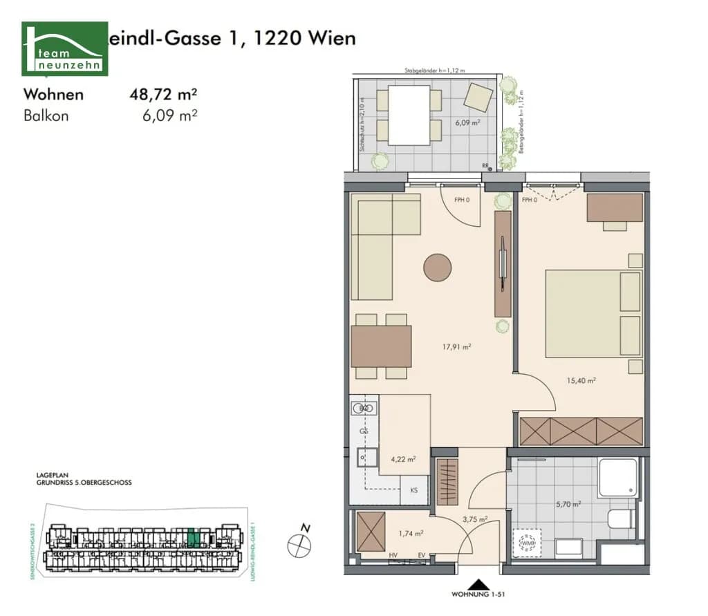 Immobilie kaufen in Wien – 48,26 m², € 271.000 – Bild 18 von 18