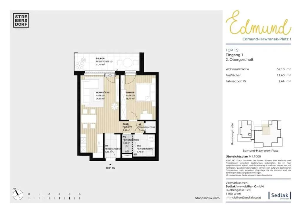 2-Zimmer-Wohnung kaufen in Wien – 57 m², € 382.000 – Bild 3 von 9