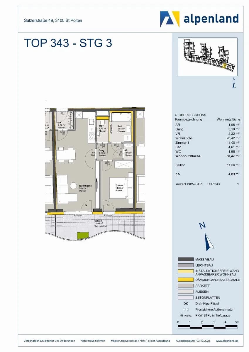 2-Zimmer-Wohnung mieten in Sankt Pölten – 50,47 m², € 731 – Bild 7 von 7