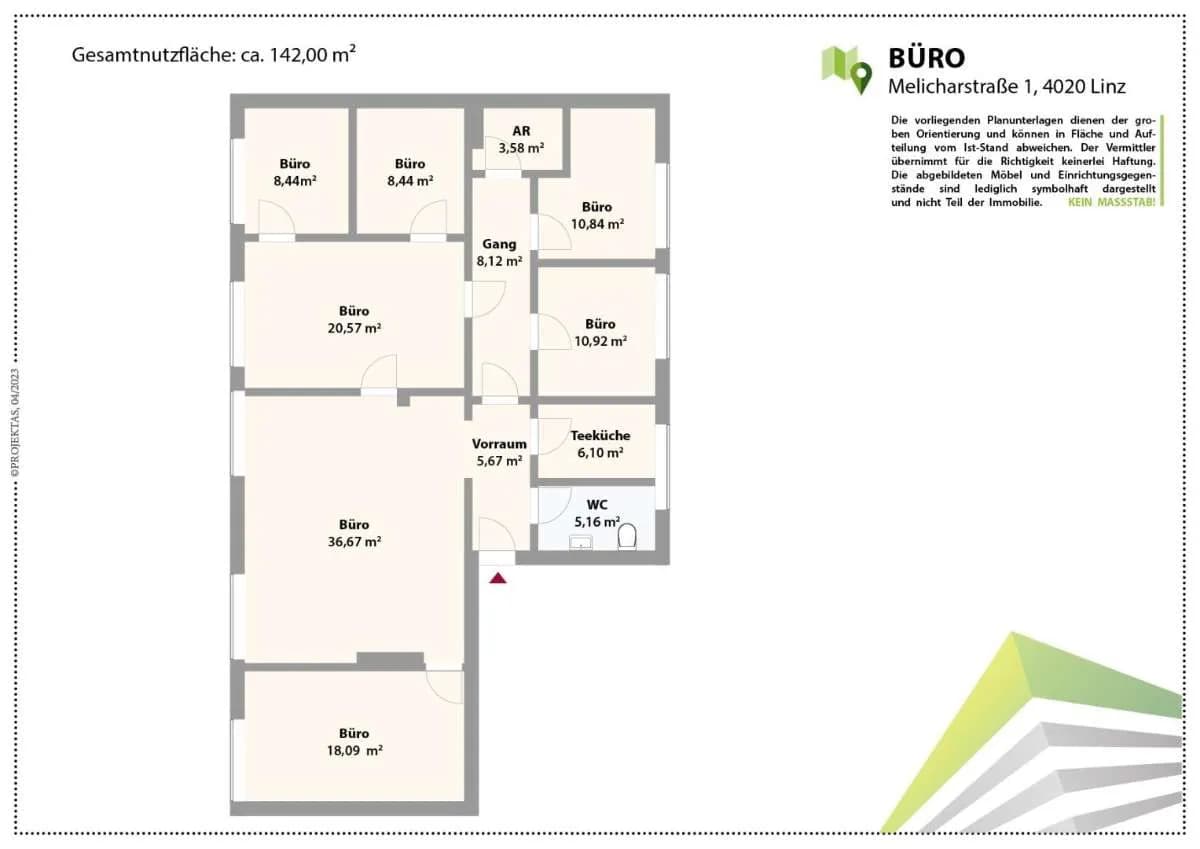 7-Zimmer-Gewerbeimmobilie mieten in Linz – 142 m², € 880 – Bild 11 von 11