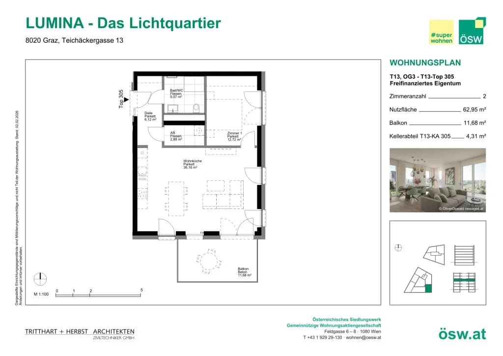 2-Zimmer-Wohnung kaufen in Graz – 62,95 m², € 299.000 – Bild 11 von 11