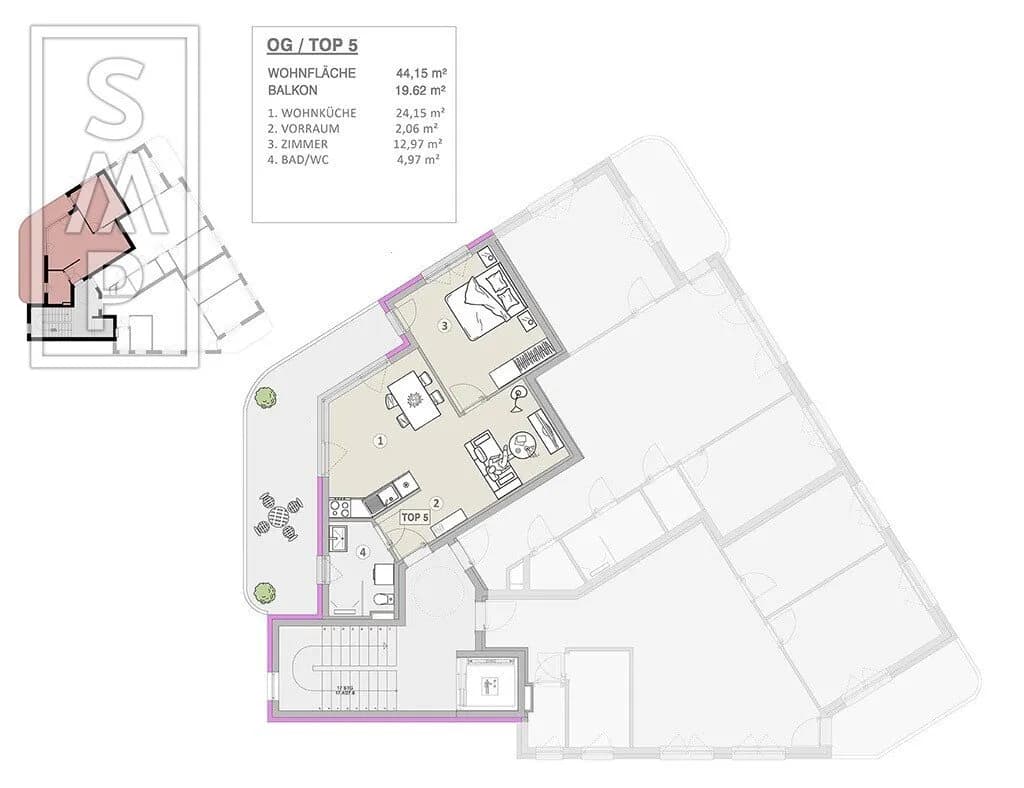 2-Zimmer-Wohnung kaufen in Wien – 44,15 m², € 289.000 – Bild 12 von 12