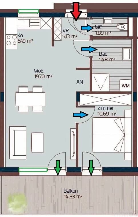 2-Zimmer-Wohnung kaufen in Graz – 49,38 m², € 195.000 – Bild 14 von 17