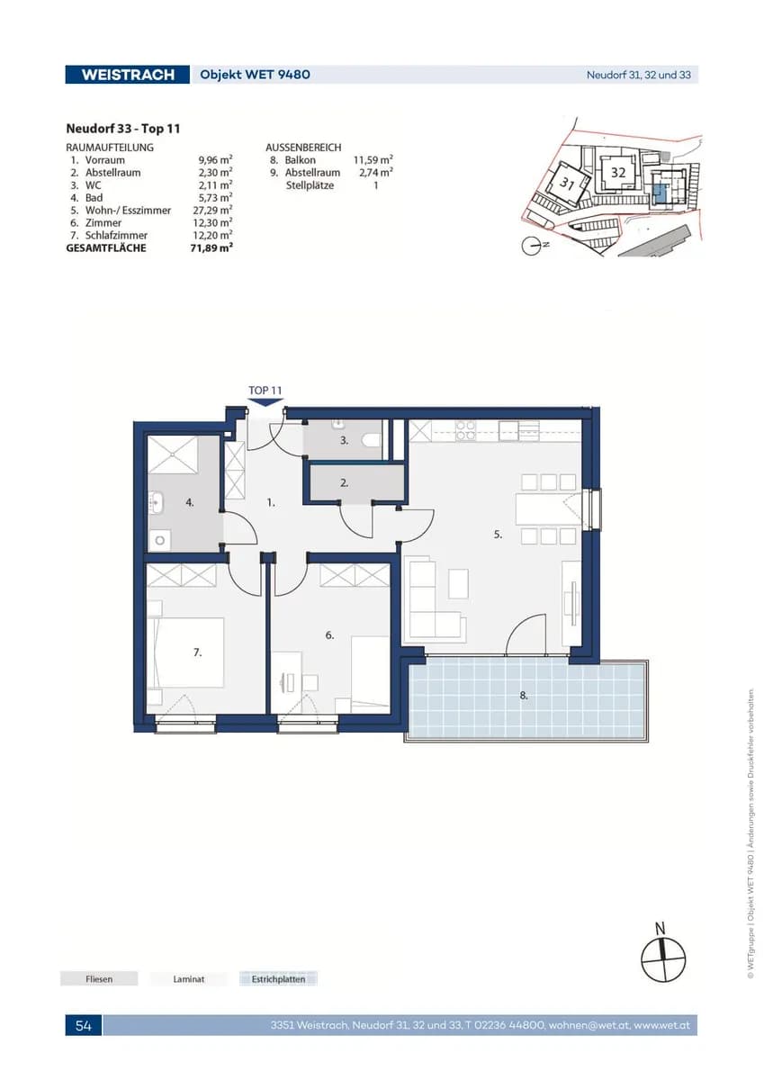 3-Zimmer-Wohnung mieten in Amstetten – 71,89 m², € 771 – Bild 2 von 2