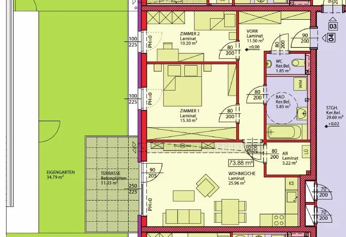 3-Zimmer-Wohnung mieten in Melk – 73,88 m², € 843 – Bild 2 von 2