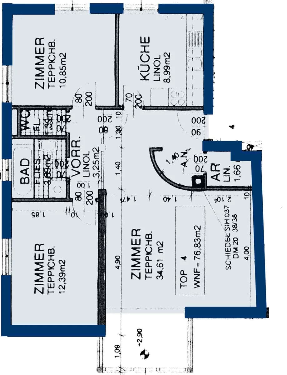 3-Zimmer-Wohnung mieten in Tulln – 76,41 m², € 815