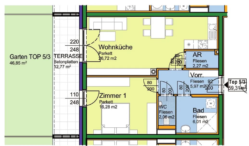 2-Zimmer-Wohnung mieten in Scheibbs – 59,31 m², € 609 – Bild 2 von 2