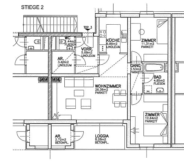 3-Zimmer-Wohnung mieten in Hollabrunn – 75,11 m², € 780 – Bild 2 von 2