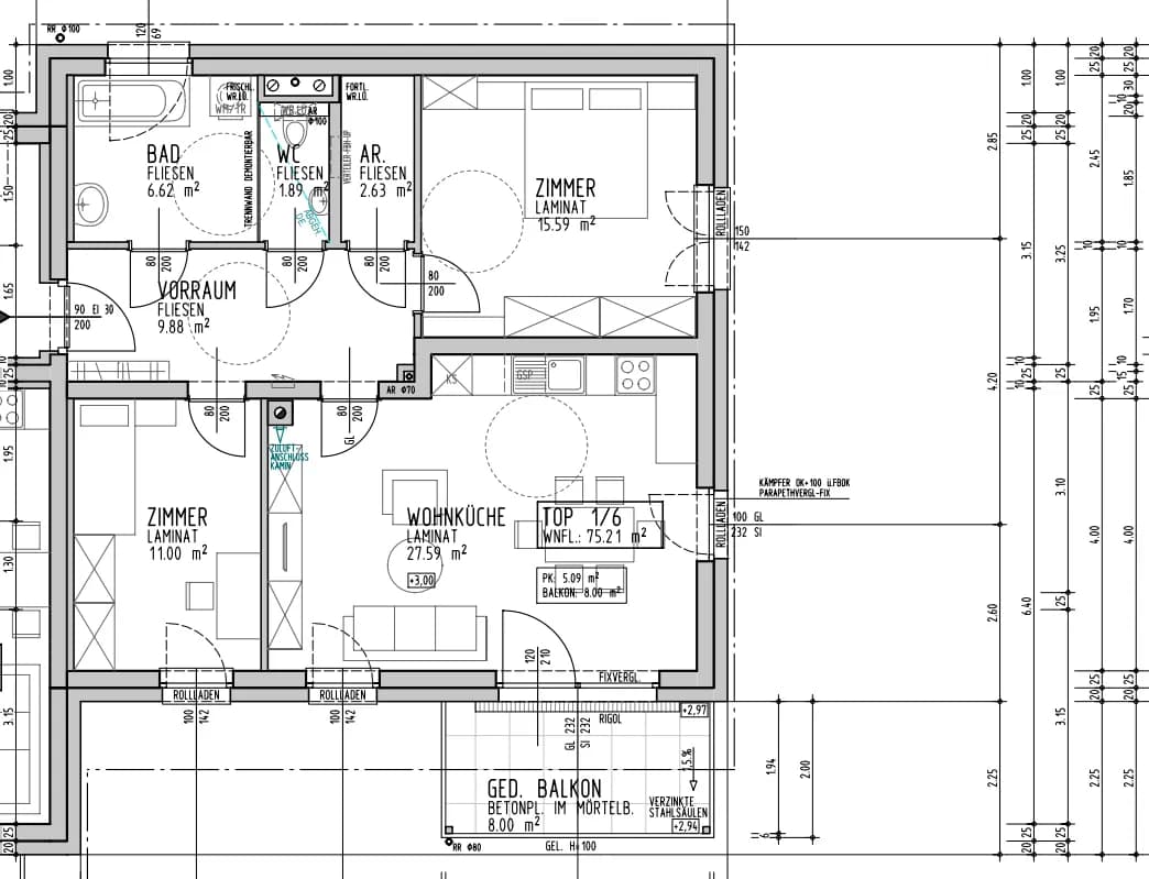 3-Zimmer-Wohnung mieten in Melk – 75,21 m², € 692 – Bild 2 von 2