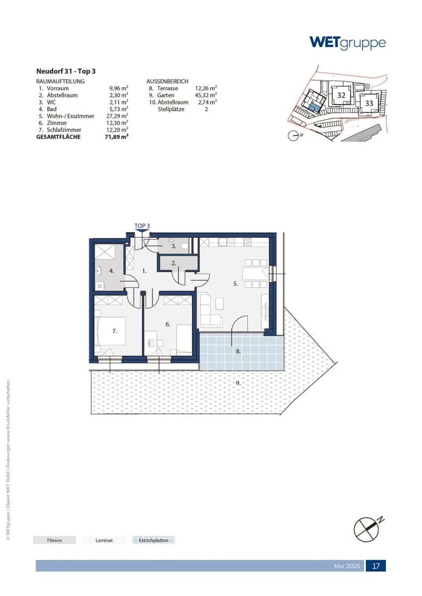 3-Zimmer-Wohnung mieten in Amstetten – 71,89 m², € 683 – Bild 2 von 2