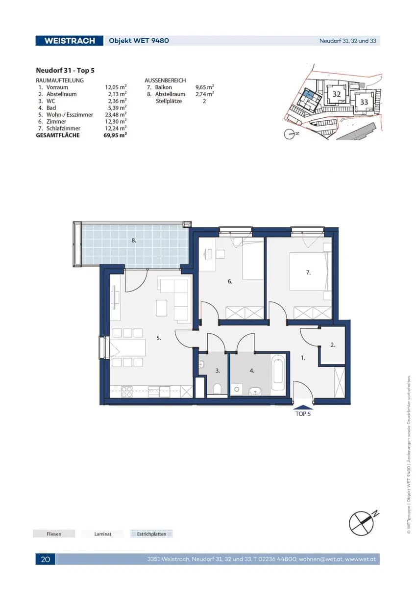3-Zimmer-Wohnung mieten in Amstetten – 71,65 m², € 657 – Bild 2 von 2