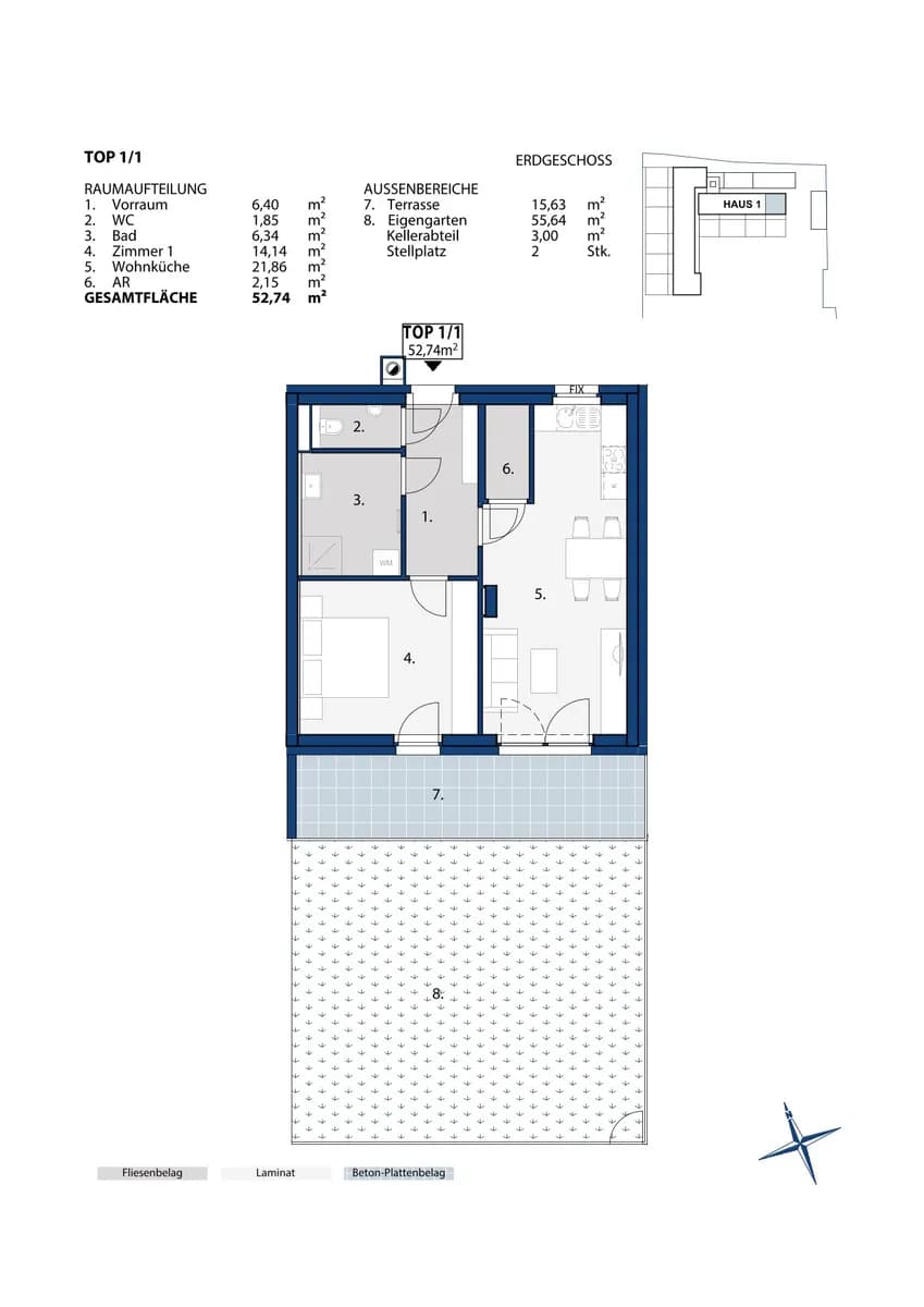 2-Zimmer-Wohnung mieten in Melk – 52,74 m², € 643 – Bild 2 von 2