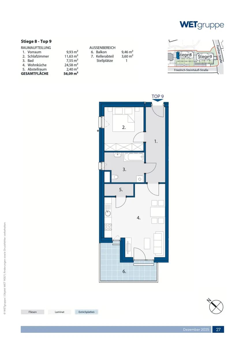 2-Zimmer-Wohnung mieten in Amstetten – 56,09 m², € 672 – Bild 2 von 2