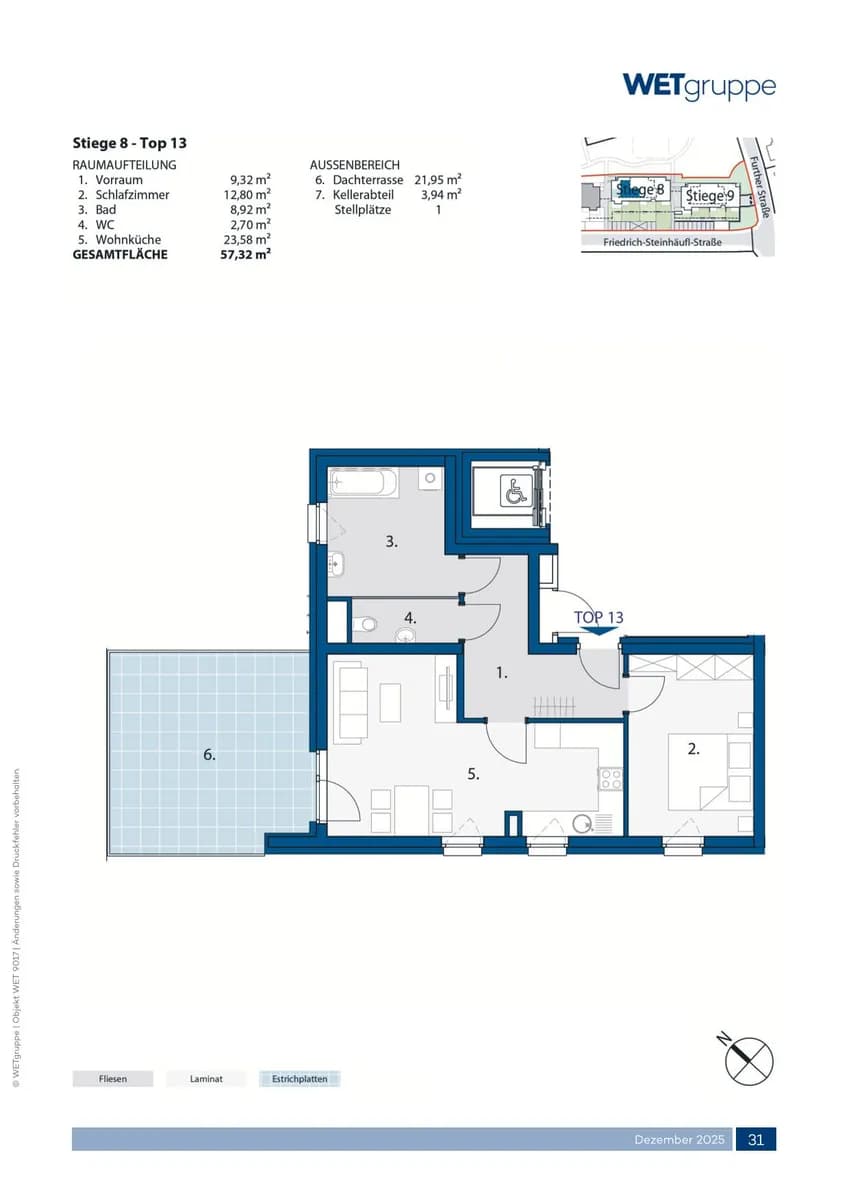 2-Zimmer-Wohnung mieten in Amstetten – 57,32 m², € 839 – Bild 2 von 2