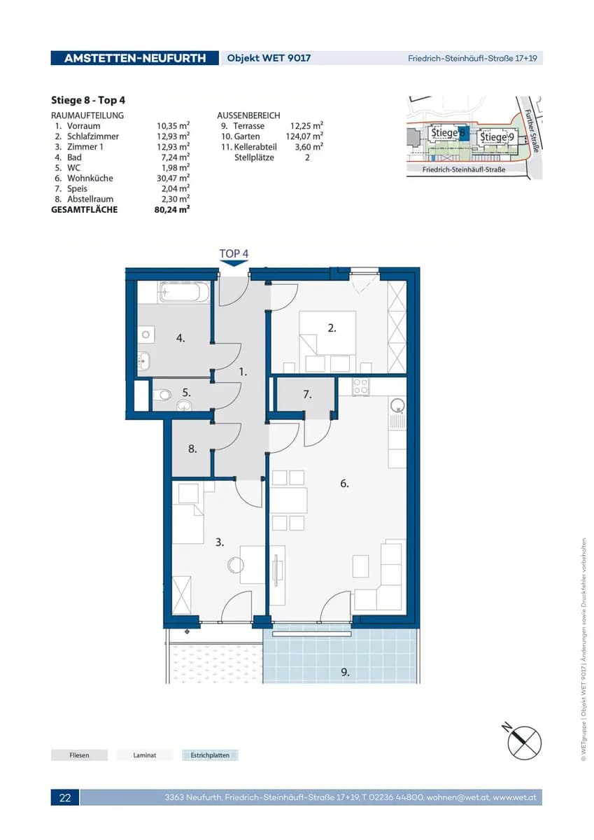 3-Zimmer-Wohnung mieten in Amstetten – 80,24 m², € 1.043 – Bild 2 von 2