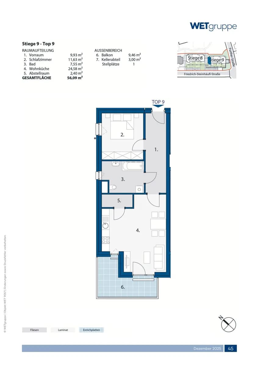 2-Zimmer-Wohnung mieten in Amstetten – 56,09 m², € 706 – Bild 2 von 2