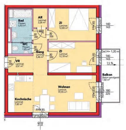 3-Zimmer-Wohnung mieten in Amstetten – 71,47 m², € 777 – Bild 2 von 2