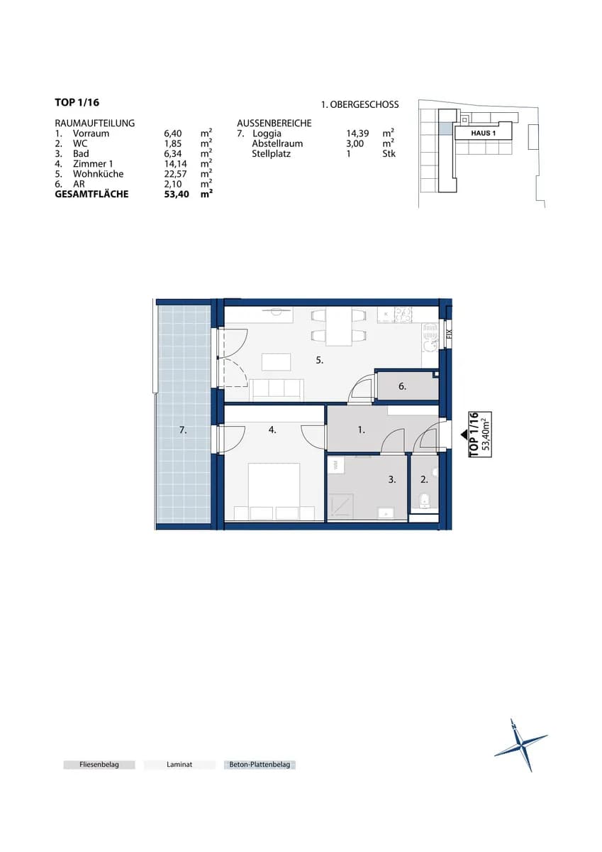 2-Zimmer-Wohnung mieten in Melk – 53,4 m², € 652 – Bild 2 von 2