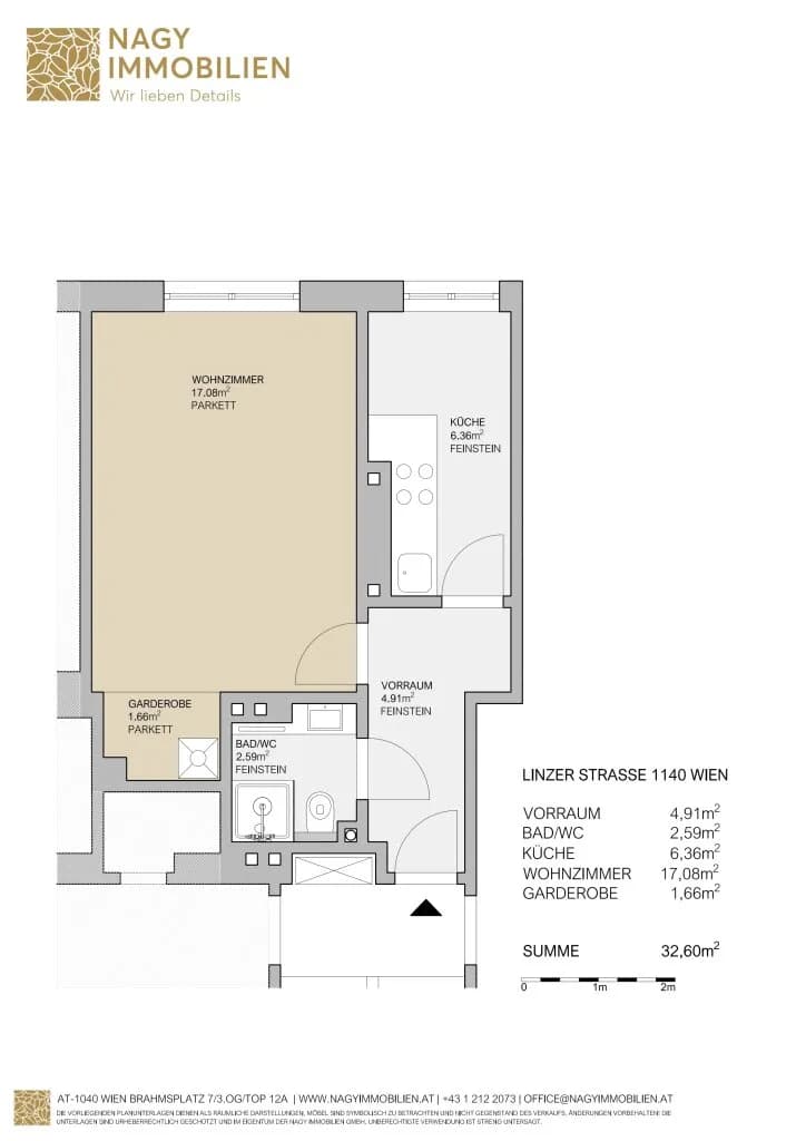 1-Zimmer-Wohnung kaufen in Wien – 32,6 m², € 249.000 – Bild 14 von 14