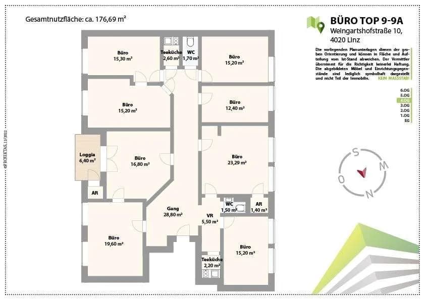 8-Zimmer-Gewerbeimmobilie mieten in Linz – 182 m², € 1.502 – Bild 10 von 10