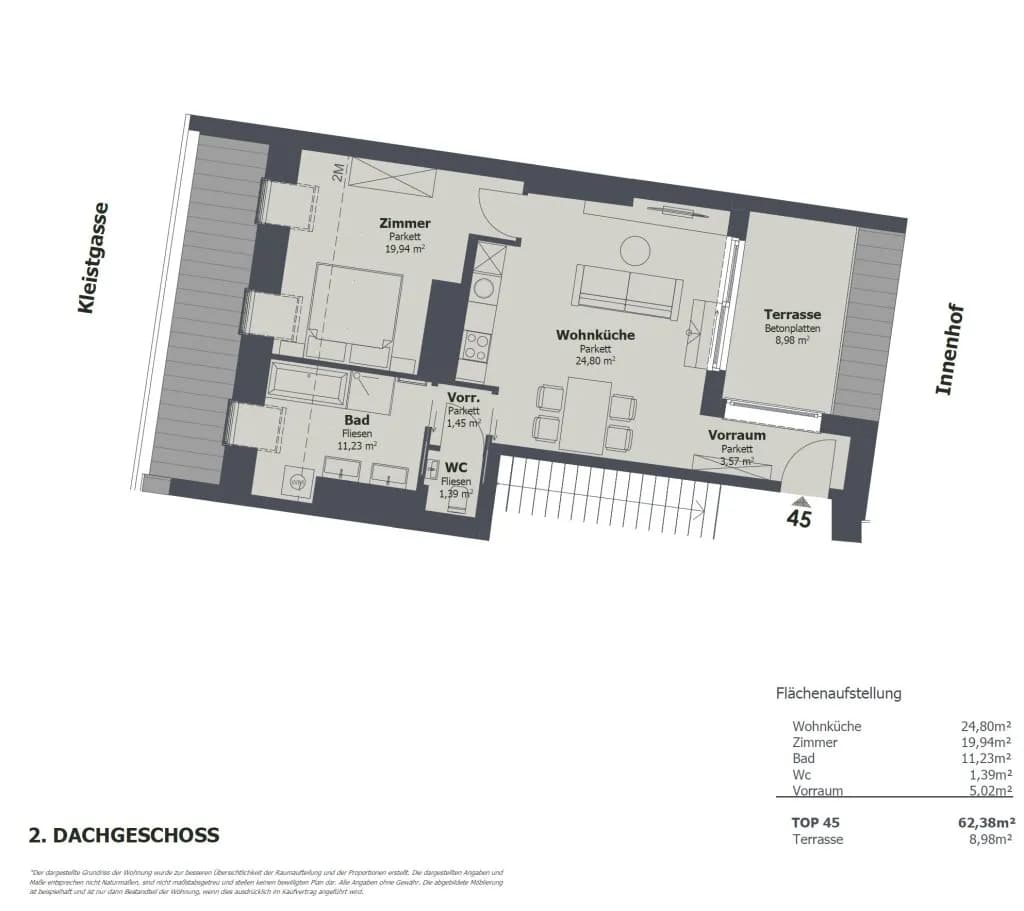 2-Zimmer-Wohnung kaufen in Wien – 62,38 m², € 579.000 – Bild 2 von 12
