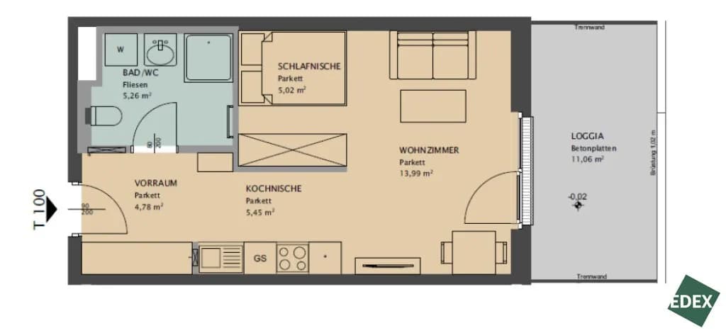 1-Zimmer-Wohnung mieten in Wien – 34,5 m², € 919 – Bild 12 von 12