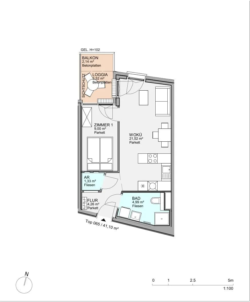 2-Zimmer-Wohnung mieten in Wien – 41,1 m², € 784 – Bild 7 von 21