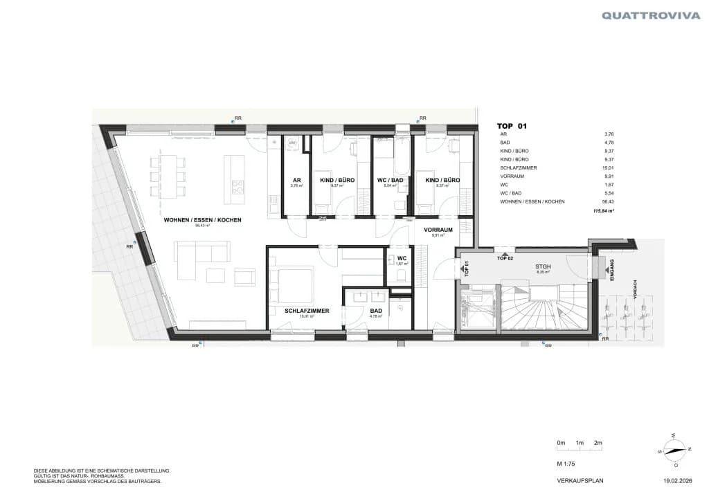 4-Zimmer-Wohnung kaufen in Salzburg Stadt – 115,84 m², € 1.255.000 – Bild 5 von 5