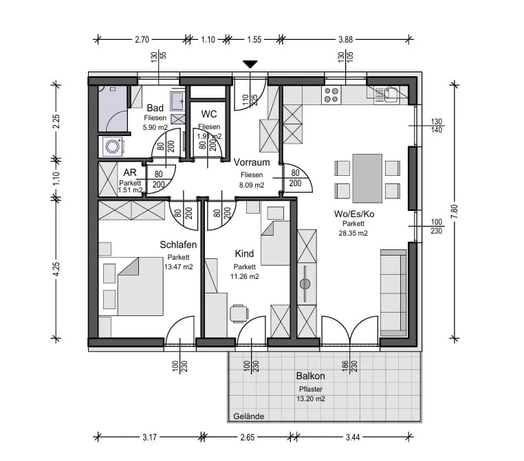 3-Zimmer-Wohnung mieten in Südoststeiermark – 70,95 m², € 1.086 – Bild 19 von 22