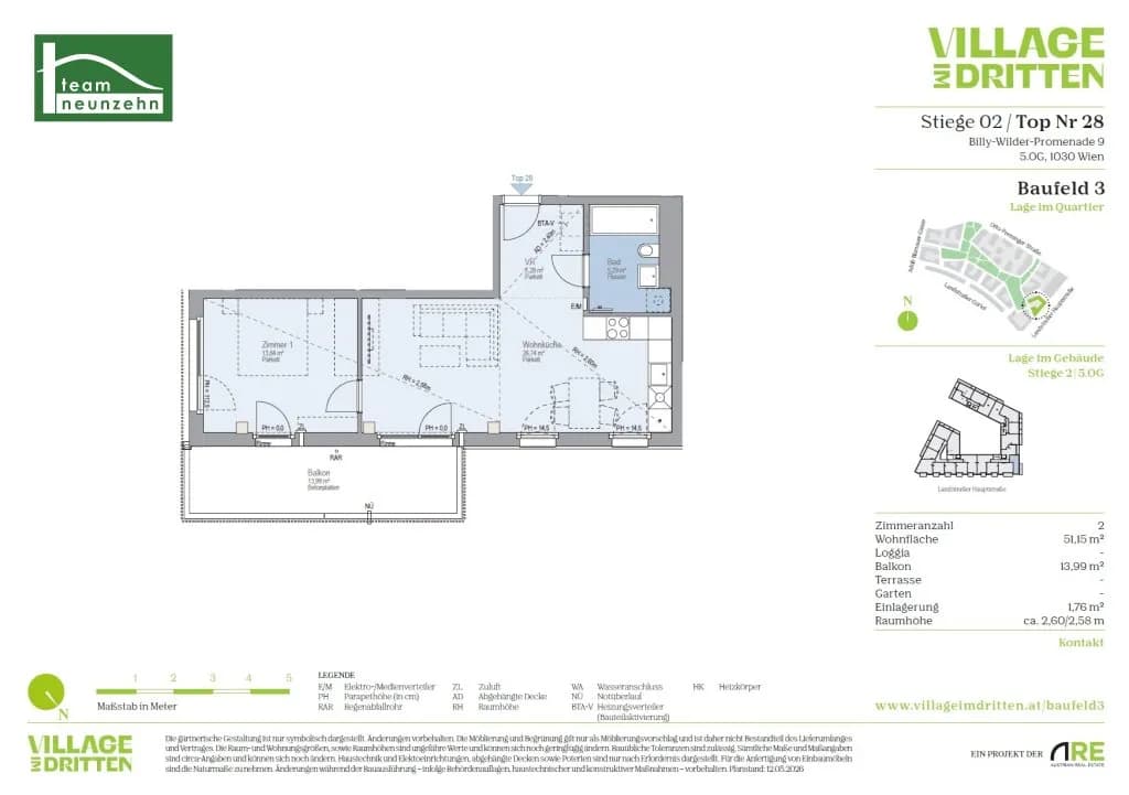 2-Zimmer-Wohnung mieten in Wien – 51,15 m², € 1.249 – Bild 21 von 21
