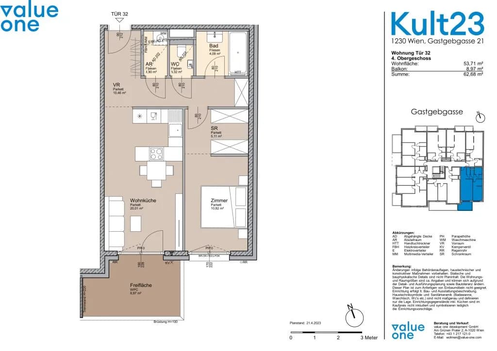 2-Zimmer-Wohnung kaufen in Wien – 53,71 m², € 350.000 – Bild 27 von 27