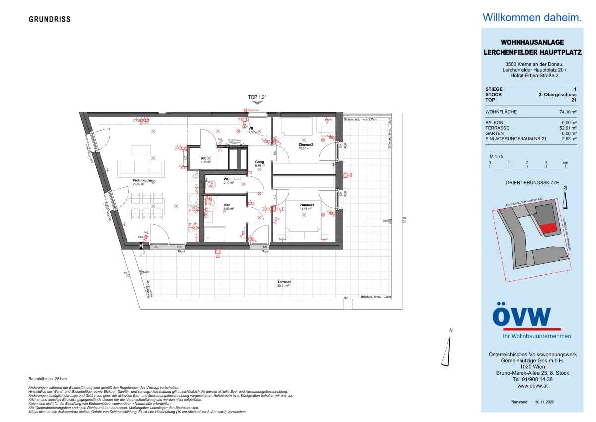 3-Zimmer-Wohnung mieten in Krems an der Donau – 74,08 m², € 1.283