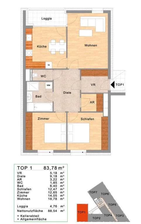 3-Zimmer-Wohnung mieten in Linz – 83,78 m², € 1.276 – Bild 13 von 13