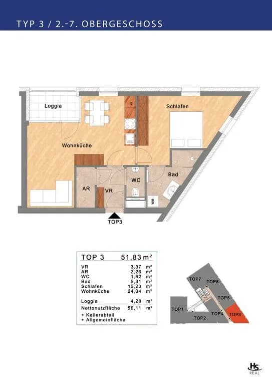 2-Zimmer-Wohnung mieten in Linz – 51,83 m², € 849 – Bild 25 von 25